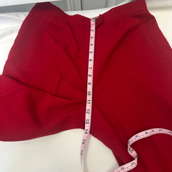 Jones New York Preppy 100% Pure New Wool Red Trouser Straight leg Pants size 12 - Picture 11 of 13
